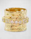 ARMENTA 18K YELLOW GOLD LARGE ARTIFACT BAND STATEMENT RING WITH DIAMONDS