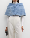 Gorski Horizontal Lamb Shearling Cape In Sky Blue