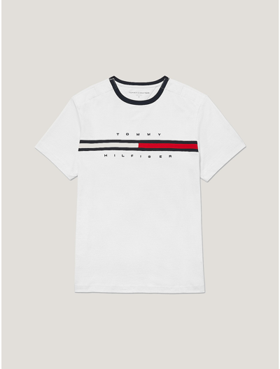 Tommy Hilfiger Seated Fit Signature Stripe Tee In Bright White