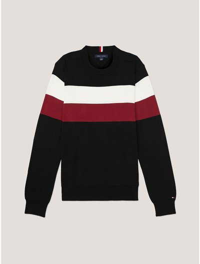 Tommy Hilfiger Colorblock Crewneck Sweater In Black