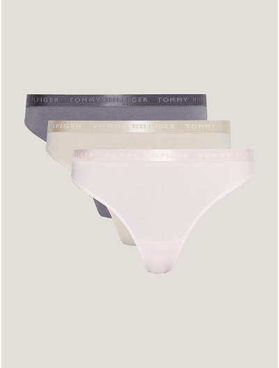 Tommy Hilfiger Everyday Luxe Thong 3 In Light Pink/cash Creme/fossil
