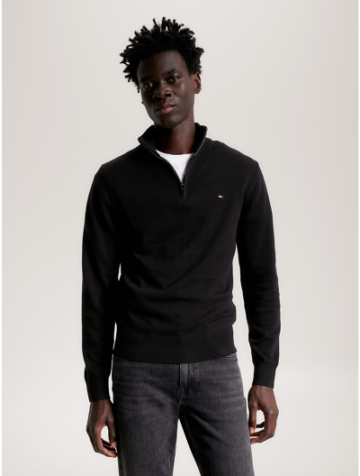Tommy Hilfiger Cotton Cashmere Blend Quarter In Black