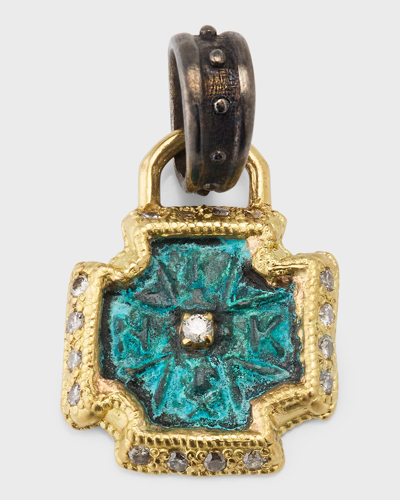 Armenta Men's Artifact Cross Enhancer With Diamonds In Gold