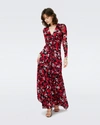Diane Von Furstenberg Adara Floral Long Sleeve Maxi Dress In Passion Petals Berry Red