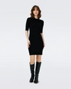 Diane Von Furstenberg Pam Ribbed-knit Minidress In Black