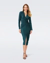 Diane Von Furstenberg Hades Metallic Long Sleeve Body-con Dress In Metallic Blue
