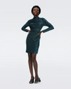 Diane Von Furstenberg Yuki Sheath Dress In Metallic Blue