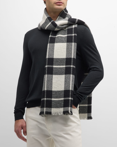 Alonpi Unisex Cashmere Plaid Double-face Scarf In Black White