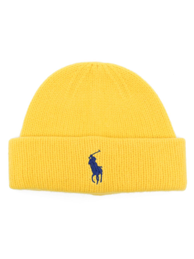 Polo Ralph Lauren Polo Pony Wool Beanie In Yellow