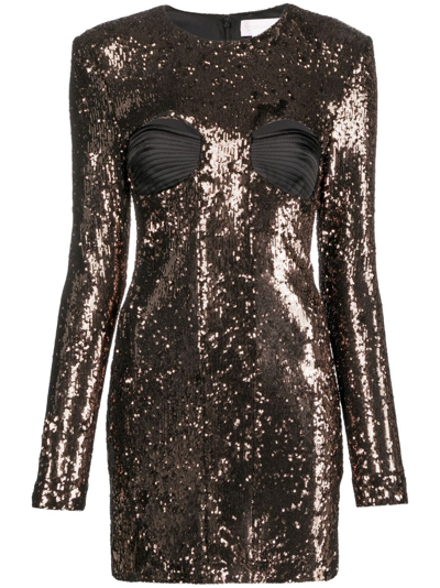 Genny Sequin-embellished Long-sleeved Dress In Grey