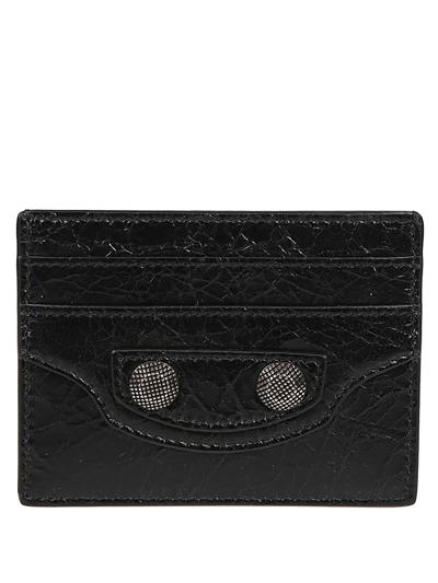 Balenciaga Cagole Leather Card Holder In Black