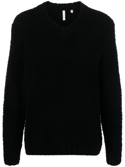 Sunflower Merino Wool-blend V-neck Jumper In Black