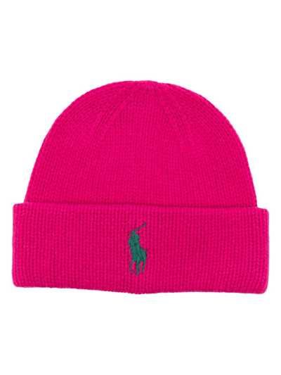 Polo Ralph Lauren Logo-embroidered Wool Beanie In Pink