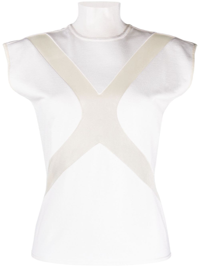 Genny X Panel-detail High-neck Top In White