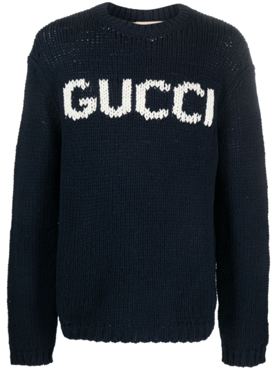 Gucci Logo Sweater In Navy