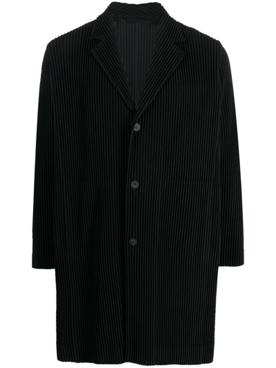 Issey Miyake Black Basics Coat In 15-black