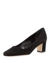 MANOLO BLAHNIK OKKATOPLA SUEDE BLOCK-HEEL PUMP,PROD129790014