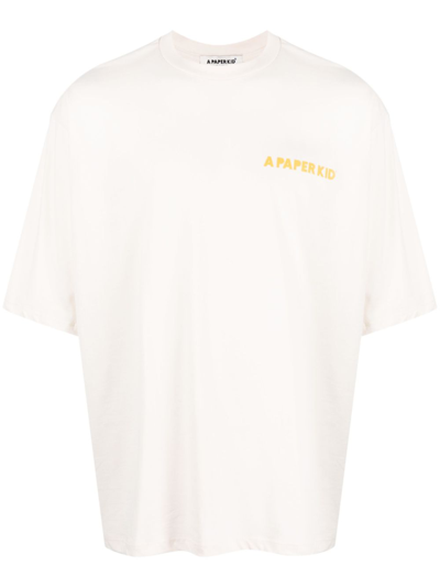 A Paper Kid Logo-print Cotton T-shirt In Beige