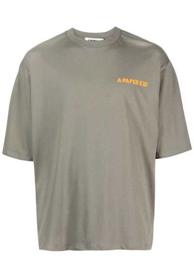 A Paper Kid Logo-print Cotton T-shirt In Green