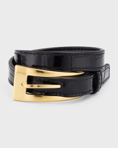 Saint Laurent Buckle Belt Double Wrap Bracelet In Nero