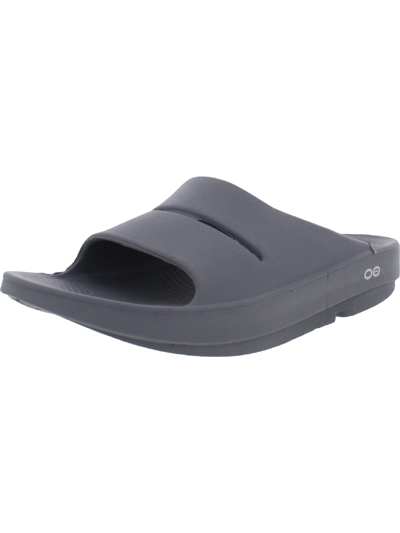 Oofos Ooahh Cut-out Flexible Slide Sandals In Grey