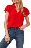 CECE TIE NECK FLUTTER SLEEVE TOP