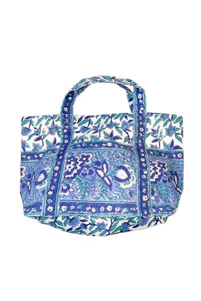 Bell Large Beach Bag In Blue/green Floral In Multi