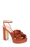 LOEFFLER RANDALL NATALIA PLEATED PLATFORM SANDAL IN TERRACOTTA