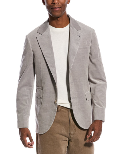 Brunello Cucinelli Cashmere-cotton Suit Jacket In Grey