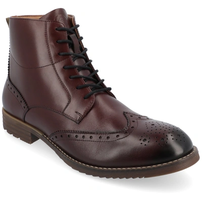 Thomas & Vine Edison Wingtip Ankle Boot In Red