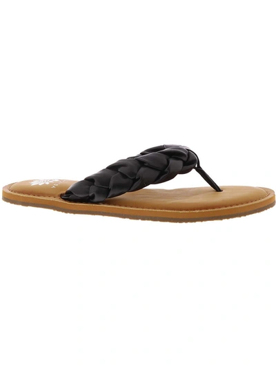 Yellowbox Dauphine Womens Faux Leather Slip On Thong Sandals In Black