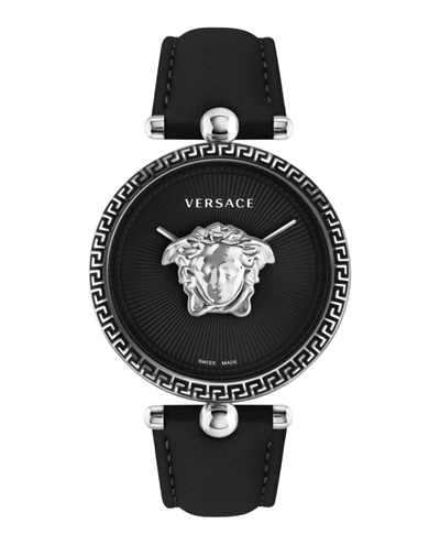 Versace Women's 39mm Stainless Steel & Leather Strap Watch In Black