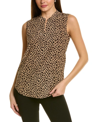 St John Spotted Leopard Silk Top In Black