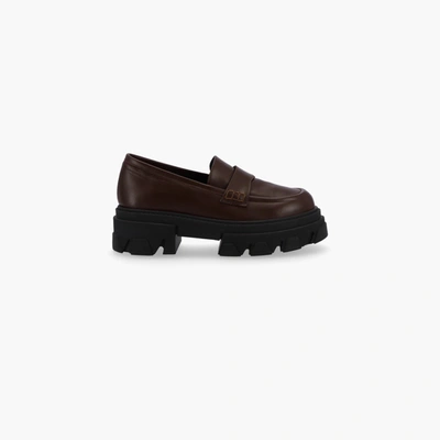 Alohas Trailblazer Leather Platform Lug Loafer In Coffee Brown