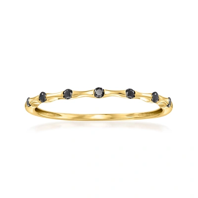 Rs Pure By Ross-simons Black Diamond Bamboo-style Ring In 14kt Yellow Gold