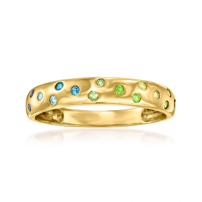 Rs Pure By Ross-simons Multi-gemstone Gradient Ring In 14kt Yellow Gold In Blue