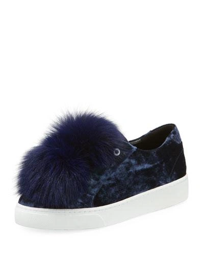 Here/now Nayla Crushed Velvet Pompom Sneakers