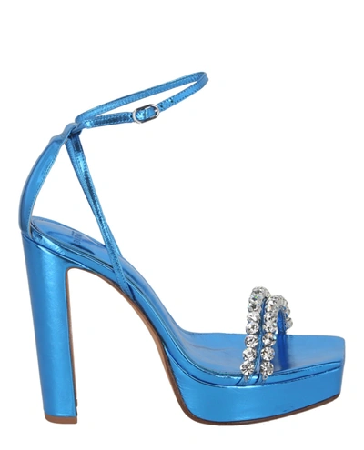 Alexandre Birman Lenny Metallic Leather Sandals In Blue