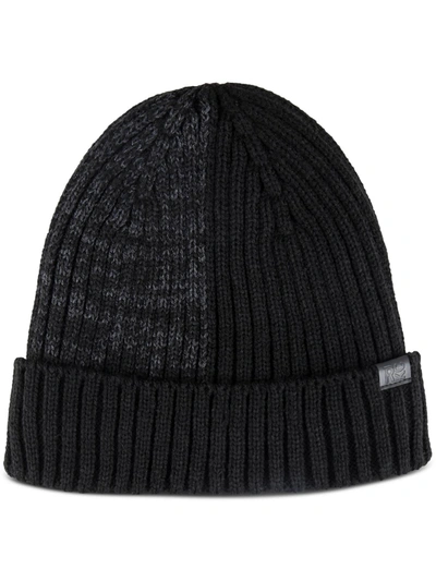 Kenneth Cole Reaction Mens Fleece Warm Beanie Hat In Black