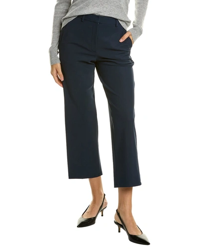 Theory Wool-felt Straight-leg Pants In Blue