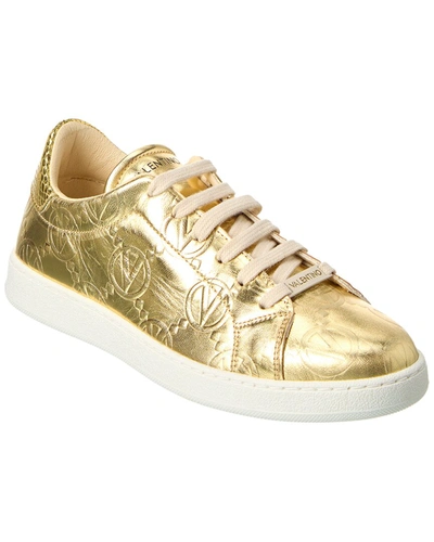 Valentino By Mario Valentino Sofia Monogram Leather Sneaker In Gold