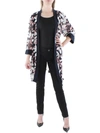 R & M RICHARDS PLUS WOMENS MESH PRINTED DUSTER BLAZER