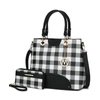 Mkf Collection By Mia K Gabriella Checkers Handbag With Wallet In Black