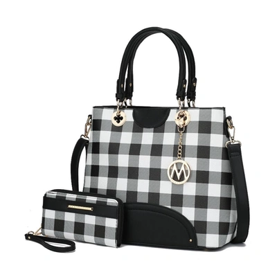 Mkf Collection By Mia K Gabriella Checkers Handbag With Wallet In Black