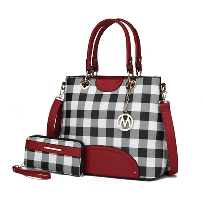 Mkf Collection By Mia K Gabriella Checkers Handbag With Wallet In White