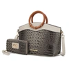 Mkf Collection By Mia K Phoebe Faux Crocodile-embossed Vegan Leather Women's Tote With Wristlet Wallet Bag - 2 Pieces In Pink