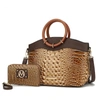 Mkf Collection By Mia K Phoebe Faux Crocodile-embossed Vegan Leather Women's Tote With Wristlet Wallet Bag - 2 Pieces In Grey