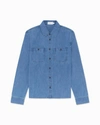 Onia Mens Denim Long Sleeve Shirt In Light Wash In Blue