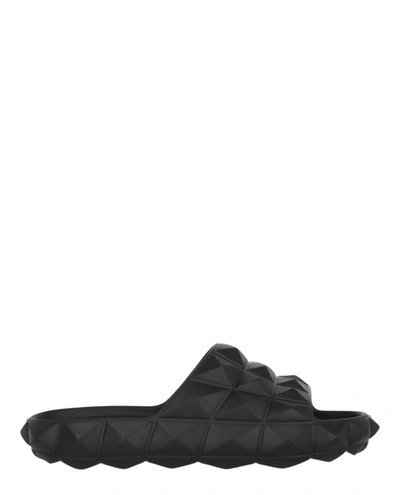 Valentino Roman Stud Turtle Slide Sandals In Black