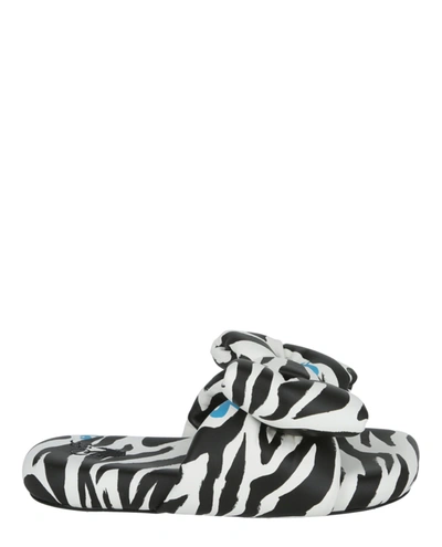 Off-white Zebra Printed Extra Padded Leather Slide In Black